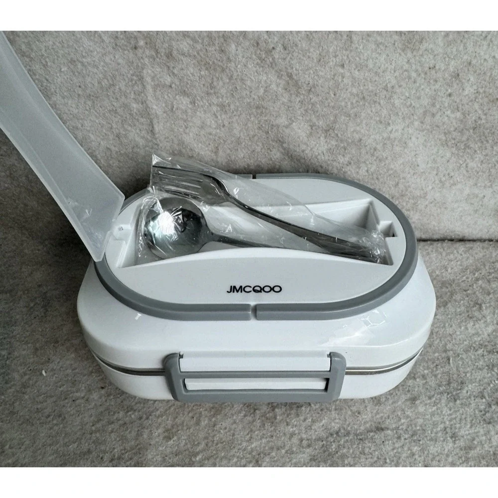 JMCQOO Portable Electric Lunch Box, Silverware And‎ Power Cords